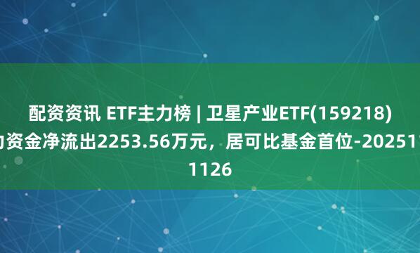 配资资讯 ETF主力榜 | 卫星产业ETF(159218)主力资金净流出2253.56万元，居可比基金首位-20251126