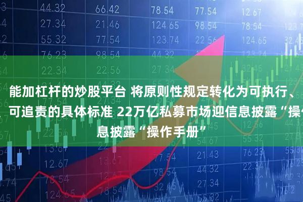能加杠杆的炒股平台 将原则性规定转化为可执行、可检查、可追责的具体标准 22万亿私募市场迎信息披露“操作手册”
